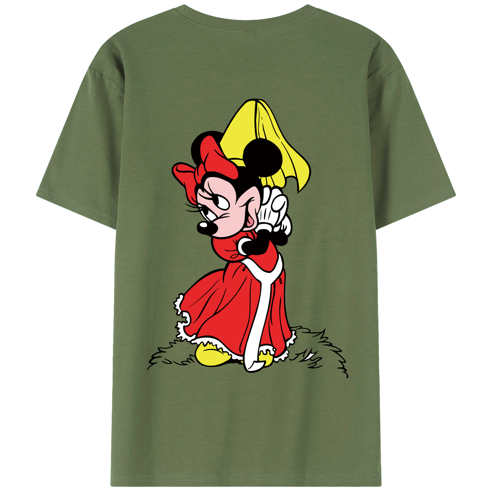 ミッキーマウス Mickey Mouse 綿100％ メンズ半袖Tシャツ（バックプリント） 通気性